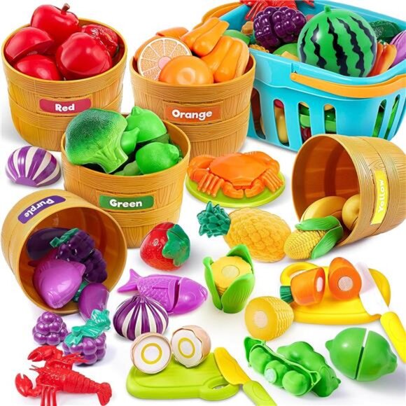 JOYIN Learning Toys Play Food Set for Toddlers, Cutting Food Toy for Preschool - Picture 1 of 7